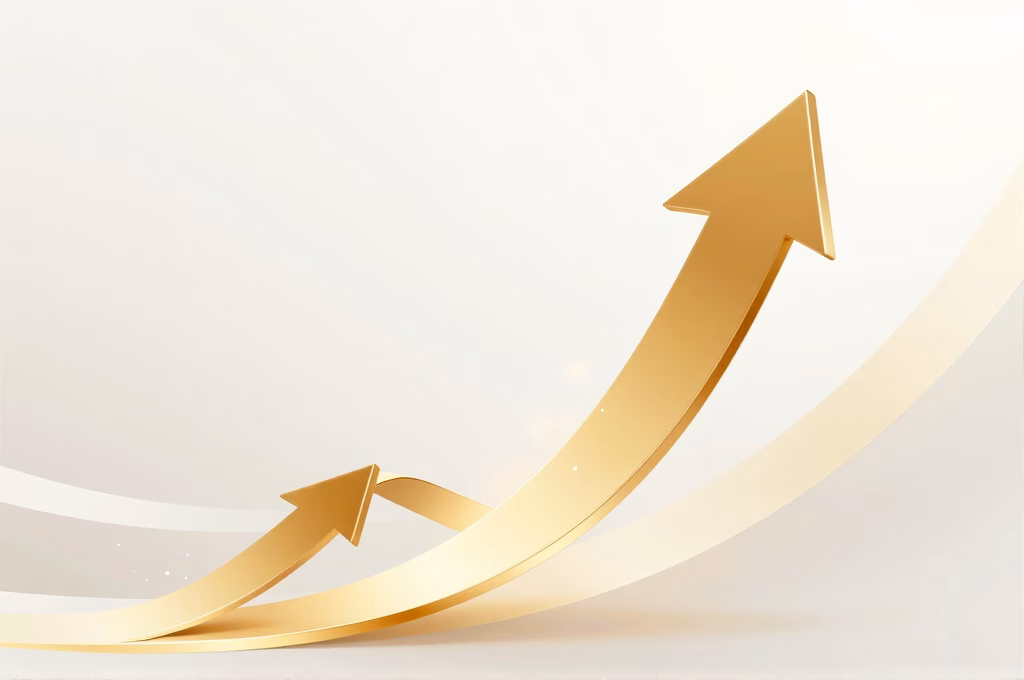 Fleches dorees ascendantes symbolisant la croissance du ROI en email marketing