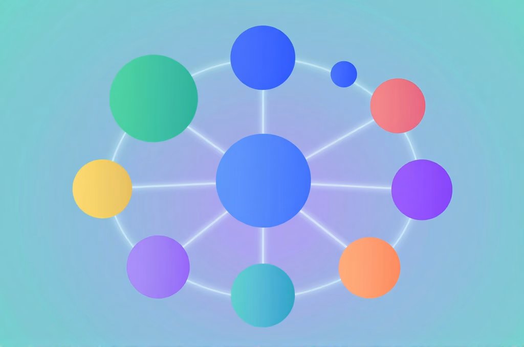 Concept abstrait de design inclusif avec formes organiques colorées symbolisant accessibilité et diversité