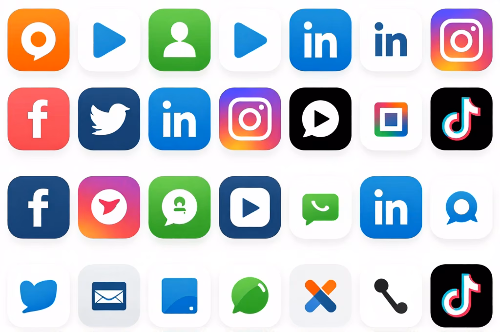 Représentation visuelle des différentes plateformes sociales avec sélection stratégique LinkedIn Instagram TikTok