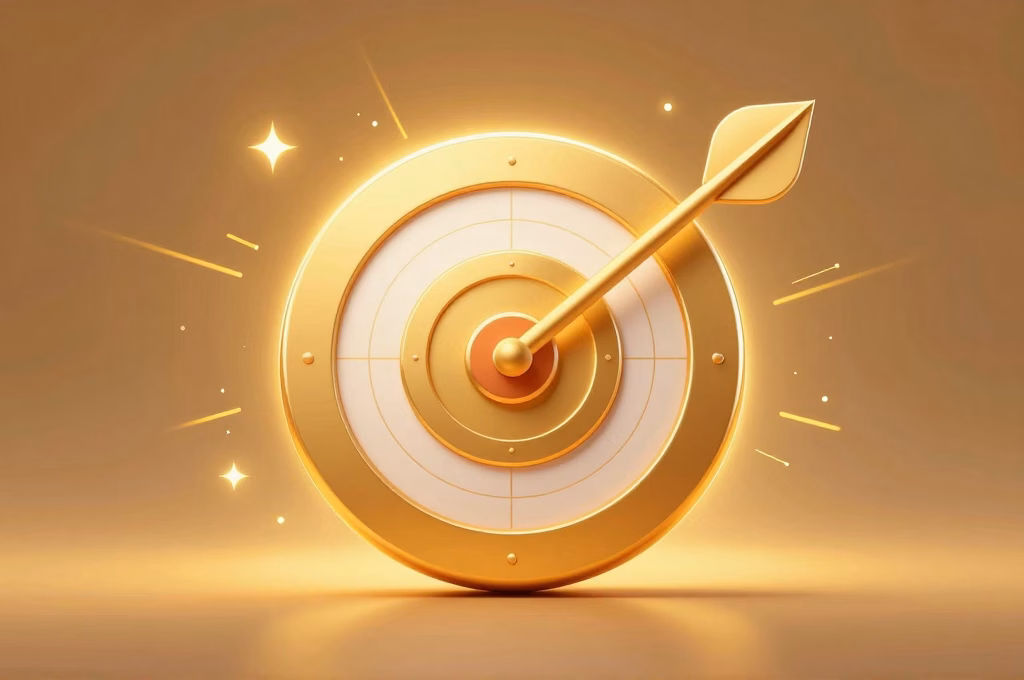 Cible atteinte symbolisant la conversion réussie et l'accomplissement du parcours client